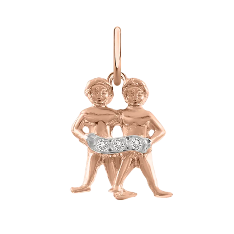 Product image 1 of the product “Zodiac Sign Pendant Gemini in 585 Rose Gold with Cubic Zirconia, Height 24 mm ”