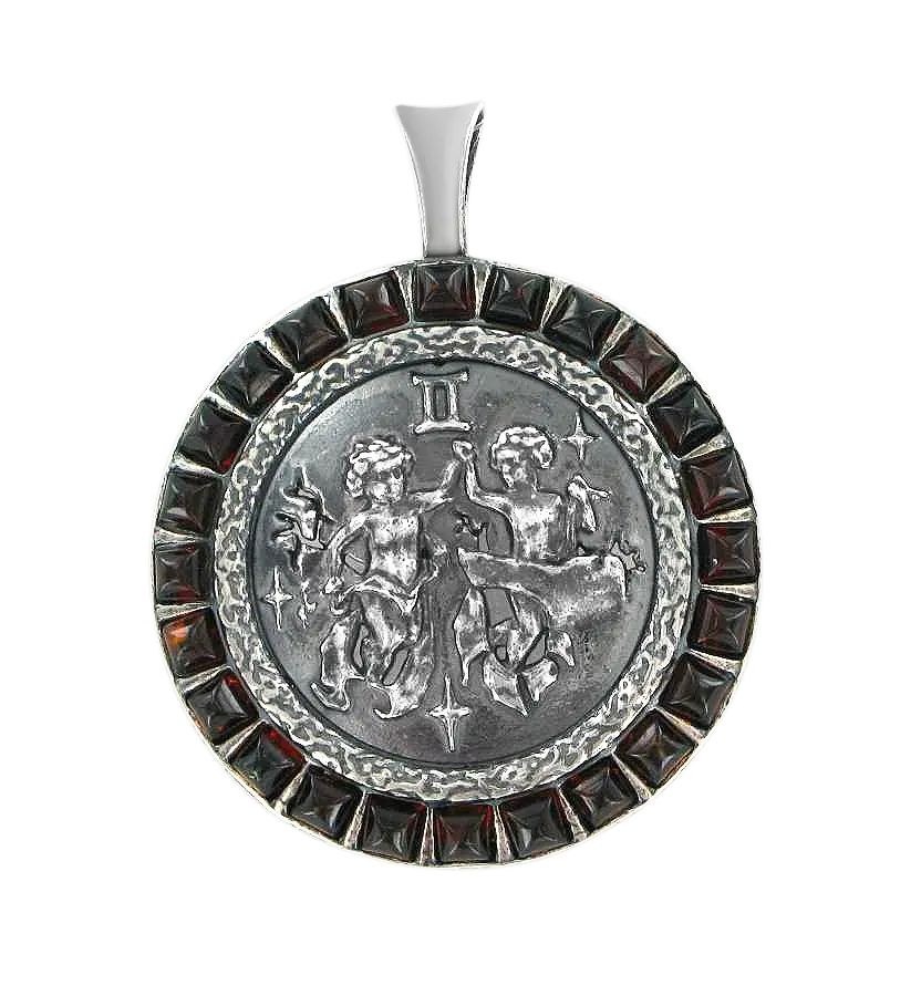 Artikelbild 1 des Artikels “Anhänger Sternzeichen Zwillinge aus 925 Silber mit echtem Bernstein, Höhe 41 mm “