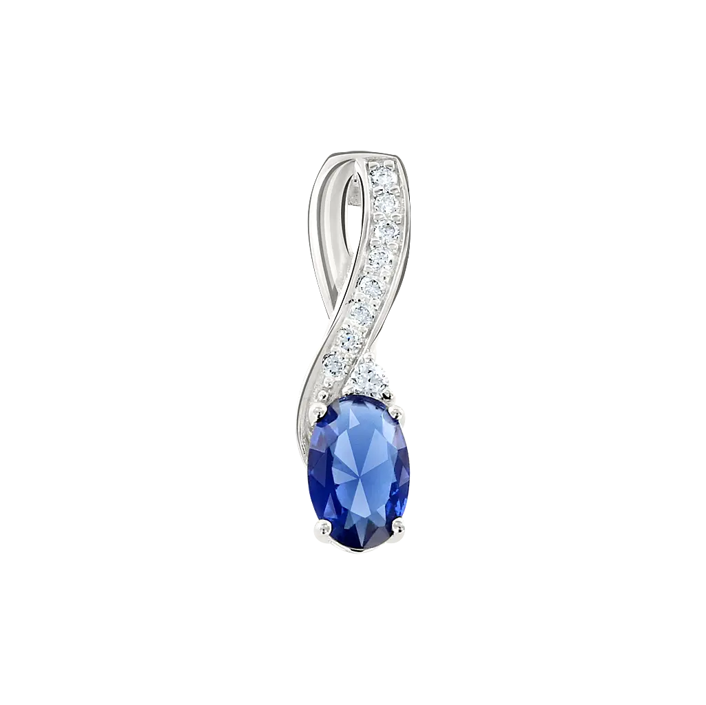 Product image 1 of the product “Pendant “Teardrop with Loop” in 925 Sterling Silver with Cubic Zirconia ”