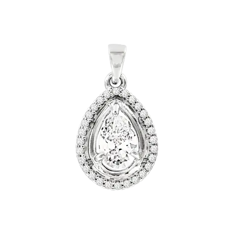Product image 1 of the product “Pendant “Teardrop with Stone Halo” in 925 Sterling Silver with Cubic Zirconia, Height 25 mm ”