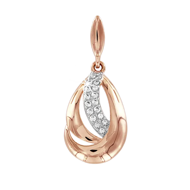 Product image 1 of the product “Pendant “Drop with Stone Stripes” in 585 Rose Gold with Cubic Zirconia ”