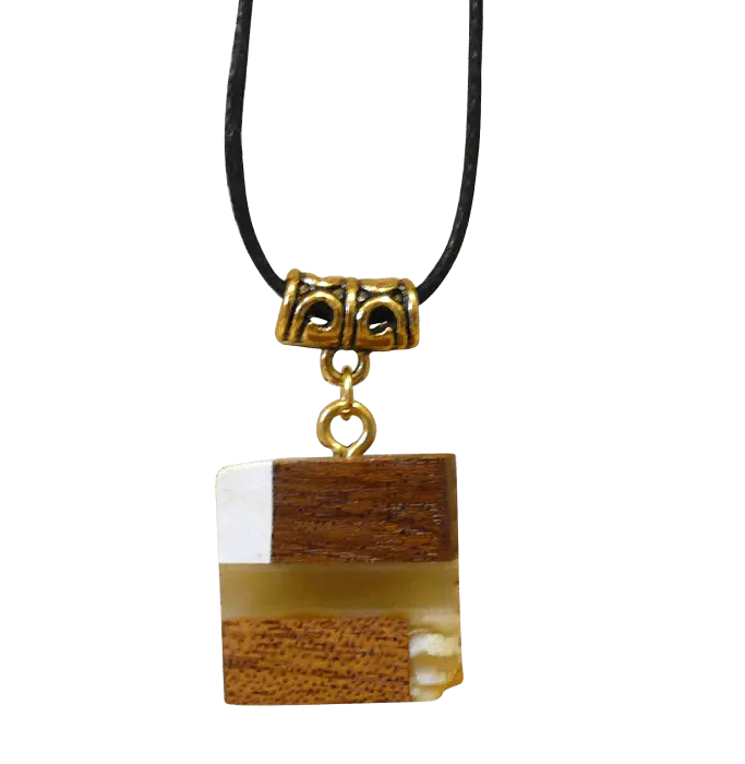 Artikelbild 1 des Artikels “Anhänger „Würfel mit Holz“ mit Bernstein “