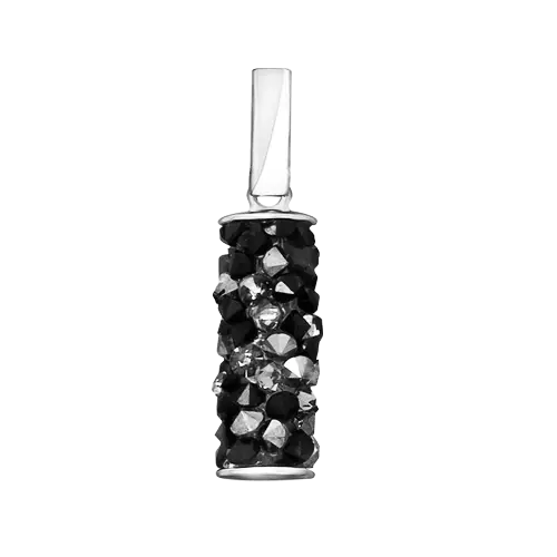 Product image 1 of the product “Pendant “Cylinder with Crystals” in 925 Sterling Silver with Cubic Zirconia and Swarovski Crystals, Height 27 mm ”