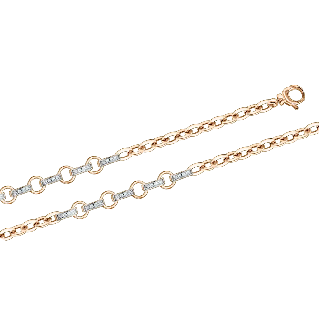 Product image 1 of the product “Bracelet “Anchor Chain with Ring Elements” in 585 Two-Tone Gold with Cubic Zirconia ”