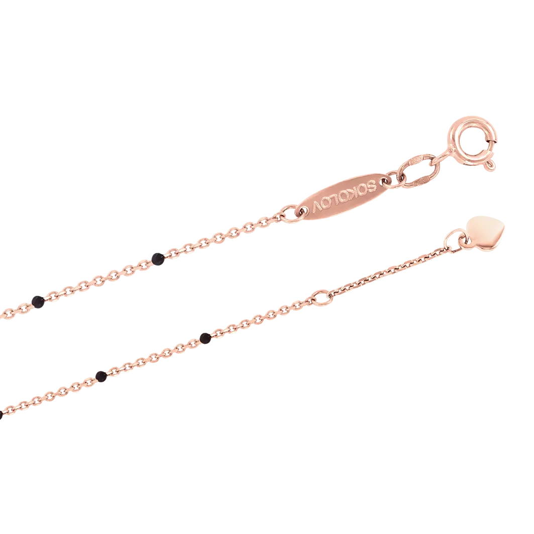 Artikelbild 1 des Artikels “Armband „Ankerkette mit schwarzen Perlen“ aus 585 Rotgold “