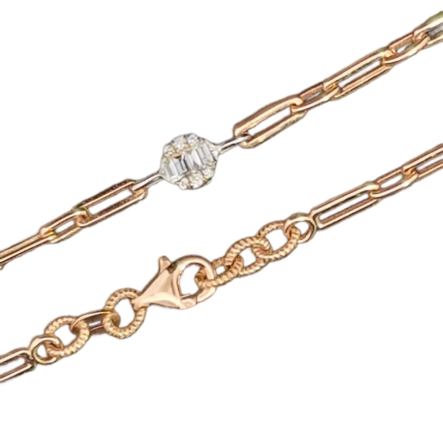 Product image 1 of the product “Bracelet “Paperclip Chain with Stone Ball” in 585 Rose Gold with Diamonds ”