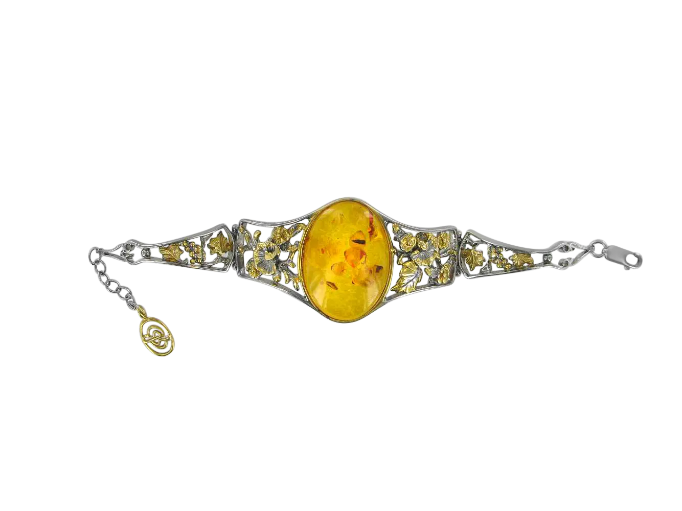 Artikelbild 1 des Artikels “Armband „Filigranband mit Oval“ aus 925 Silber vergoldet mit Bernstein “