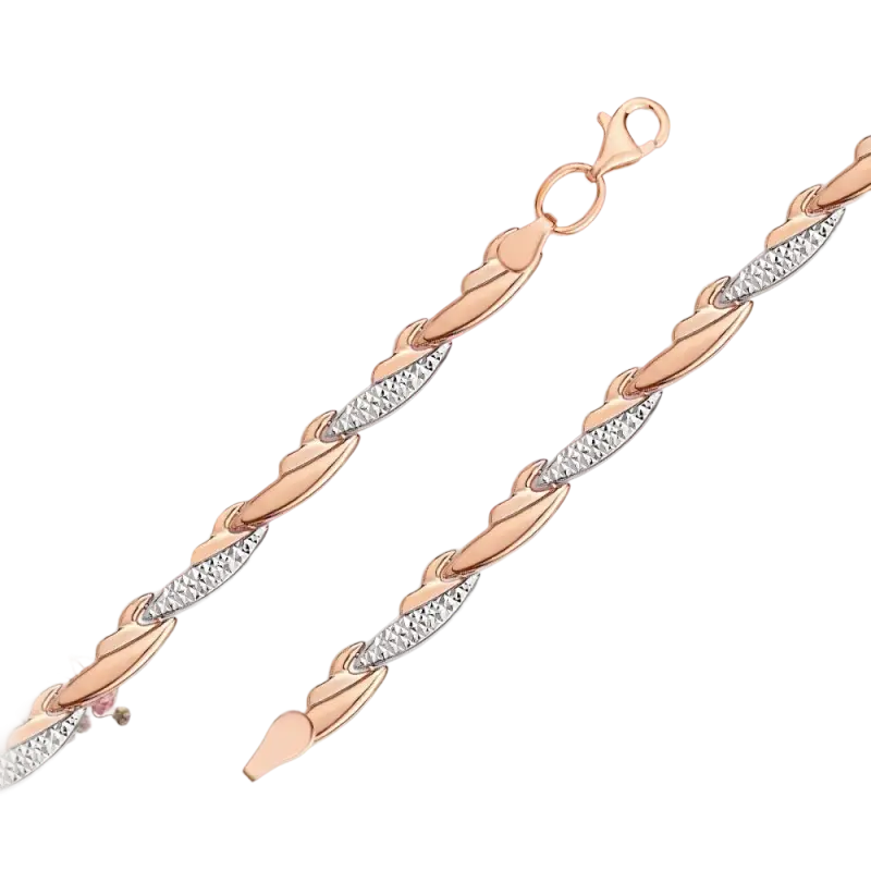 Product image 1 of the product “Bracelet “Twisted Links with Stones” in 585 Two-Tone Gold with Diamonds ”