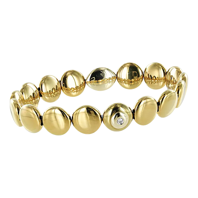 Artikelbild 1 des Artikels “Armband „Gewölbte Plättchen“ aus 585 Gelbgold mit Brillanten “