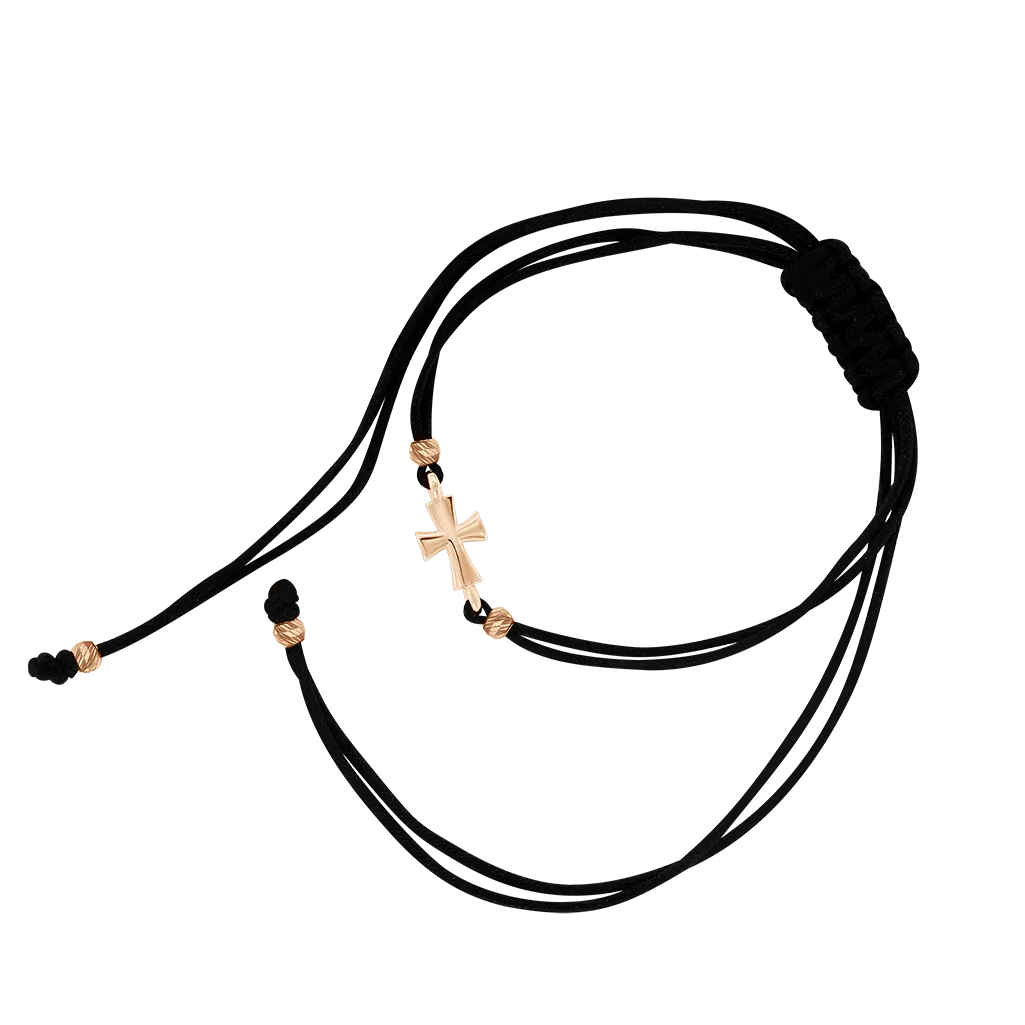 Product image 1 of the product “Bracelet “Cord with Sideways Cross” in 585 Rose Gold ”