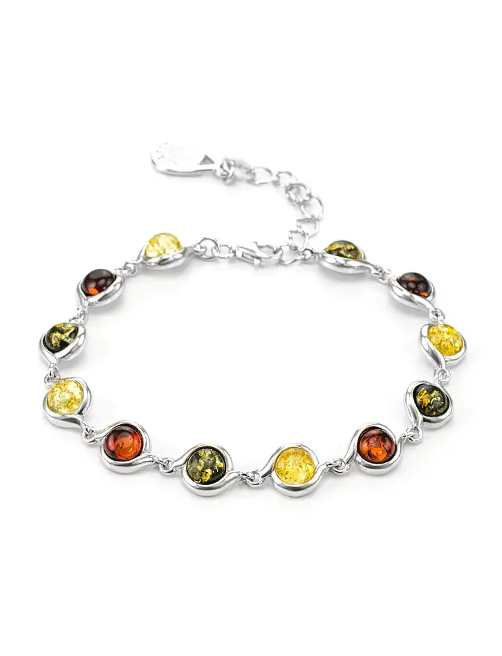 Artikelbild 1 des Artikels “Armband „Runde Steine im Wechsel“ aus 925 Silber mit Bernstein “