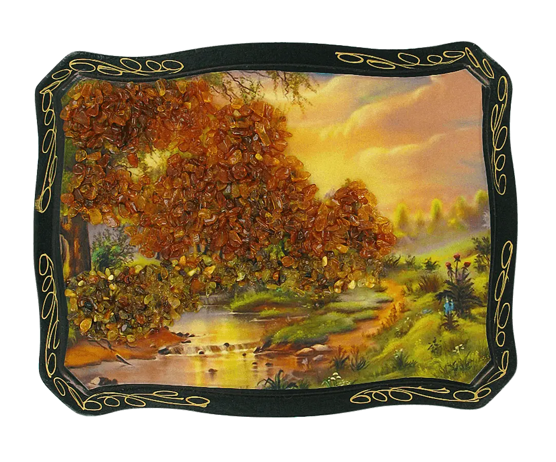 Product image 1 of the product “Amber Picture “Landscape with Stream” ”