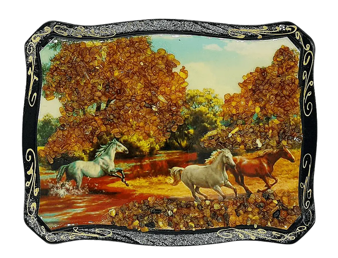 Artikelbild 1 des Artikels “Bernsteinbild „Landschaft mit Pferden“ “