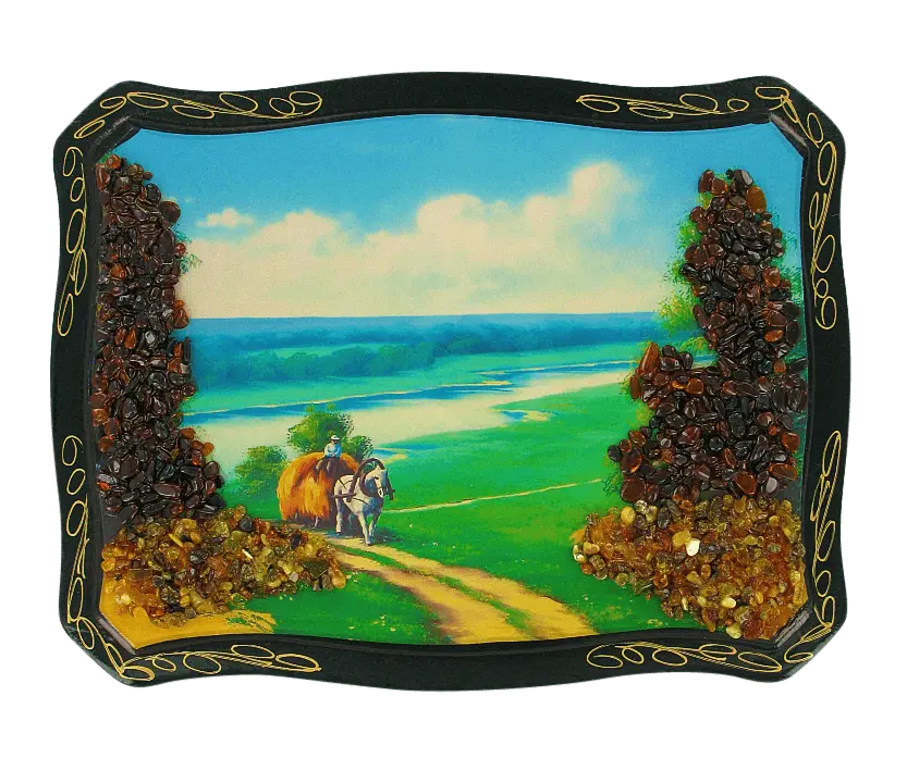 Artikelbild 1 des Artikels “Bernsteinbild „Landschaft mit Weg“ “