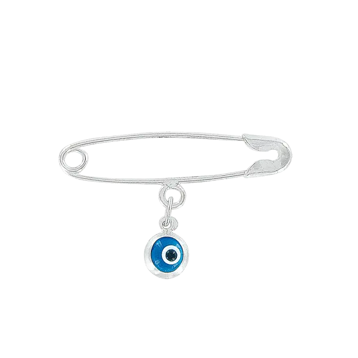 Artikelbild 1 des Artikels “Brosche „Sicherheitsnadel mit Hamsa-Auge“ aus 925 Silber “