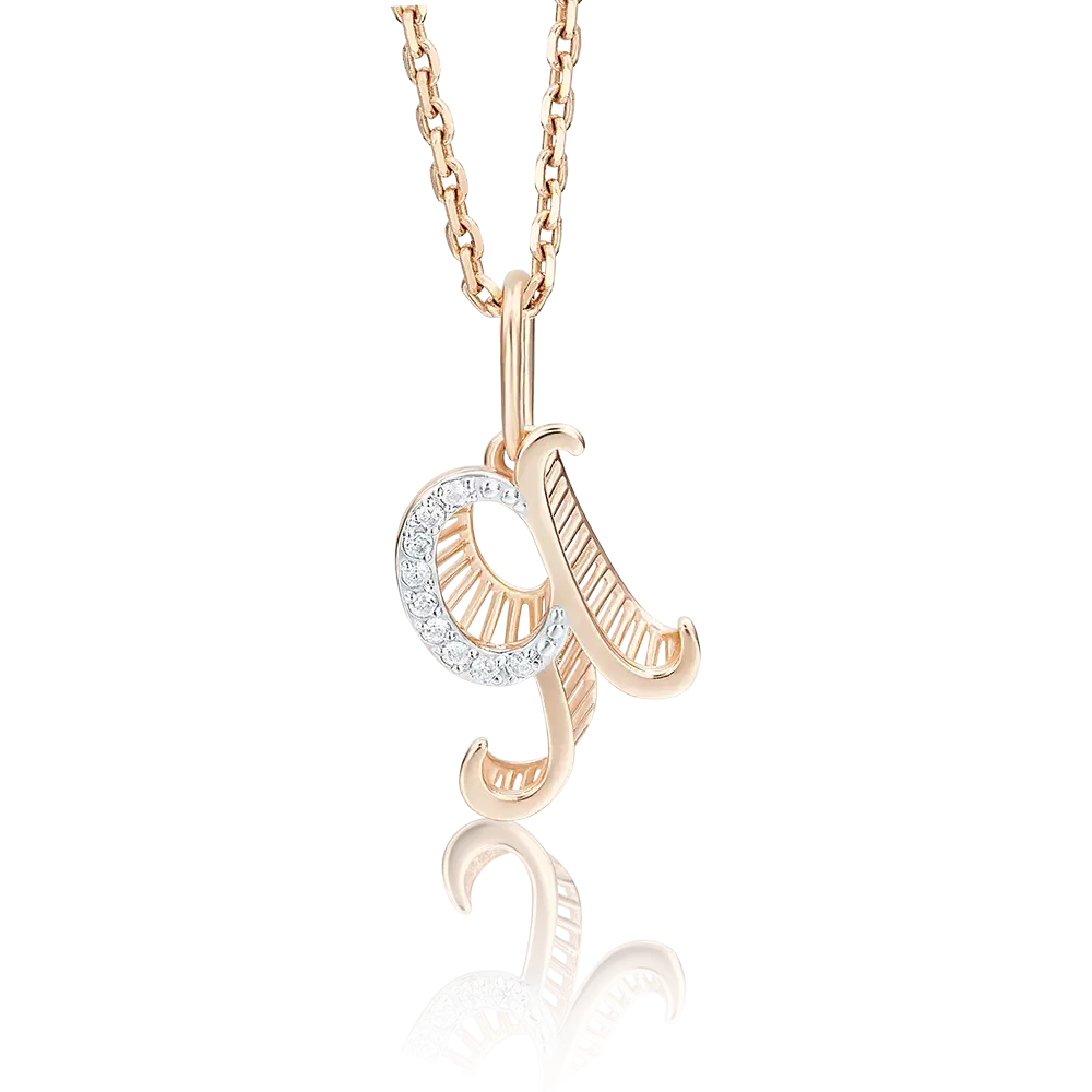 Product image 1 of the product “Letter Pendant Я with Cubic Zirconia ”