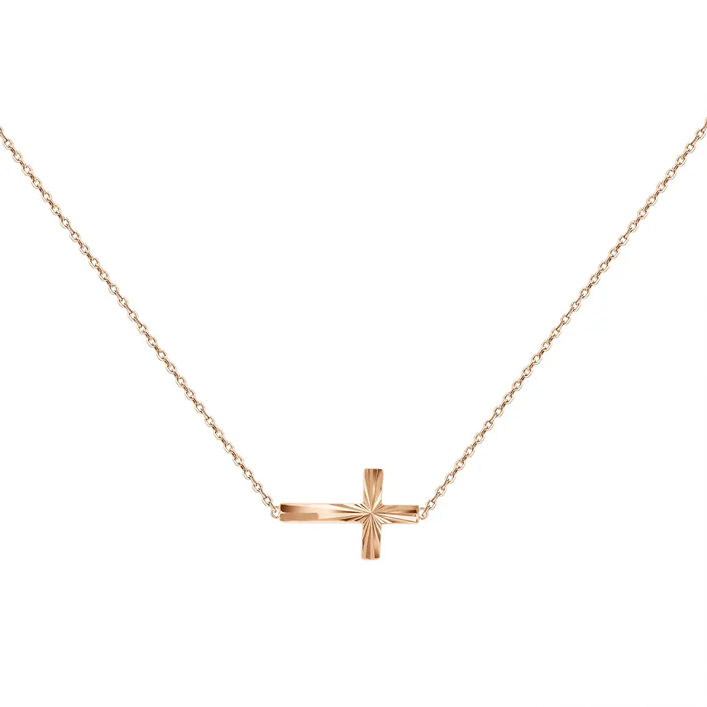 Product image 1 of the product “Necklace “Sideways Cross” in 585 Rose Gold ”