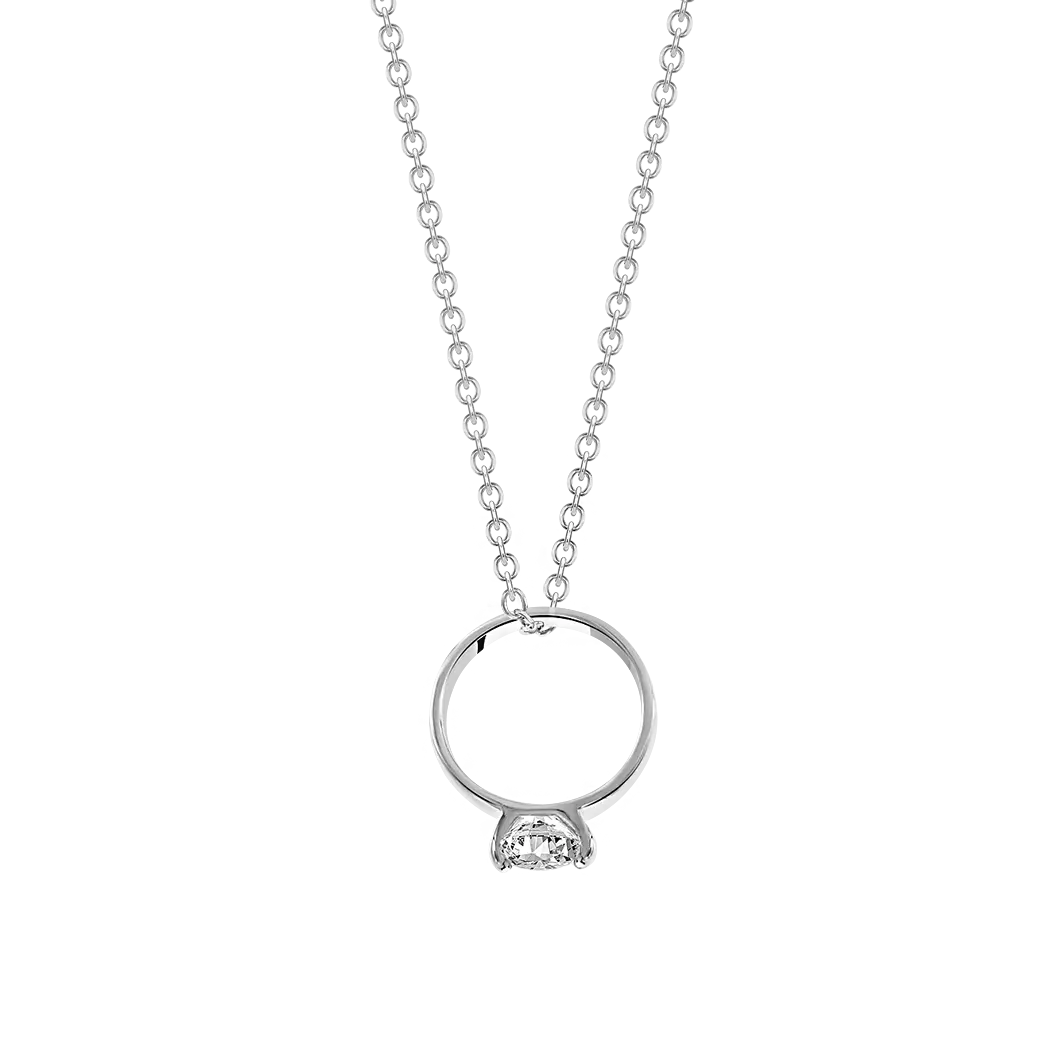 Product image 1 of the product “Necklace “Ring with Solitaire” in 925 Sterling Silver with Cubic Zirconia ”