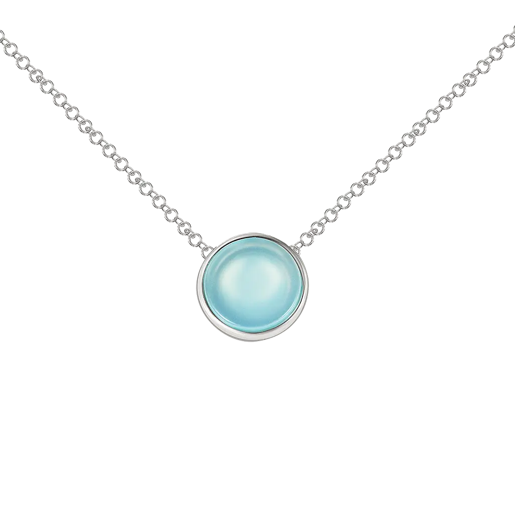 Product image 1 of the product “Necklace “Round Agate Cabochon” in 925 Sterling Silver with Agate ”