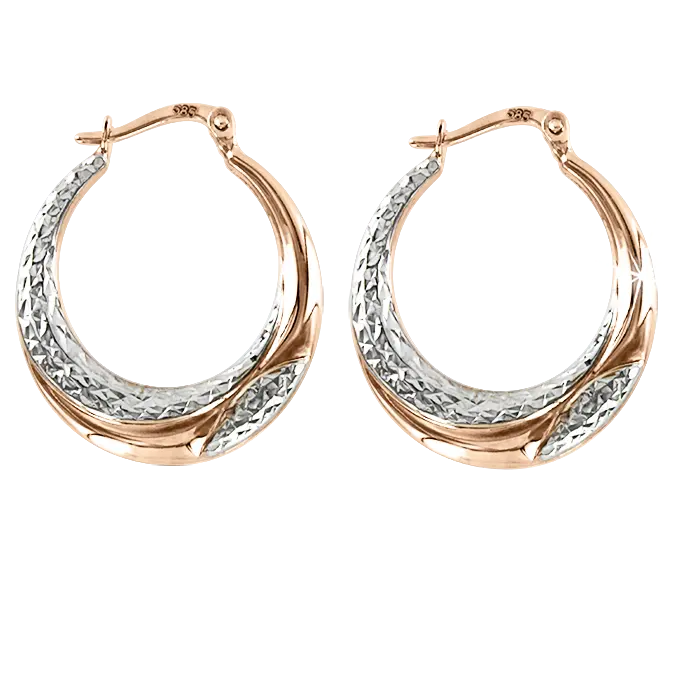 Product image 1 of the product “Hoop Earrings “Wide Diamond-Cut” in 585 Two-Tone Gold, Ø 26 mm ”