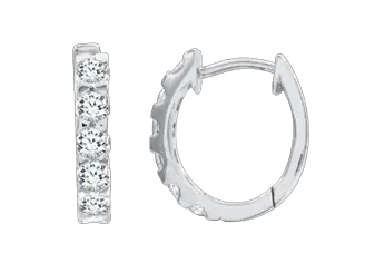 Product image 1 of the product “Hoop Earrings “With Large Stones in a Row” in 925 Sterling Silver with Cubic Zirconia ”