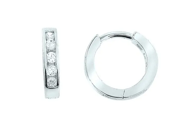 Product image 1 of the product “Hoop Earrings “Channel-Set” in 925 Sterling Silver with Cubic Zirconia ”