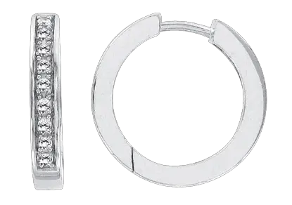 Product image 1 of the product “Hoop Earrings “With Wide Stone Row” in 925 Sterling Silver with Cubic Zirconia ”