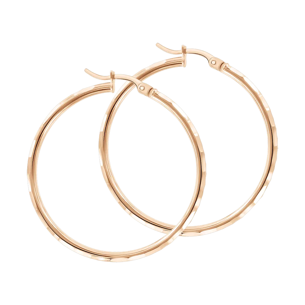 Product image 1 of the product “Hoop Earrings “Slim Faceted Hoops” in 585 Rose Gold ”