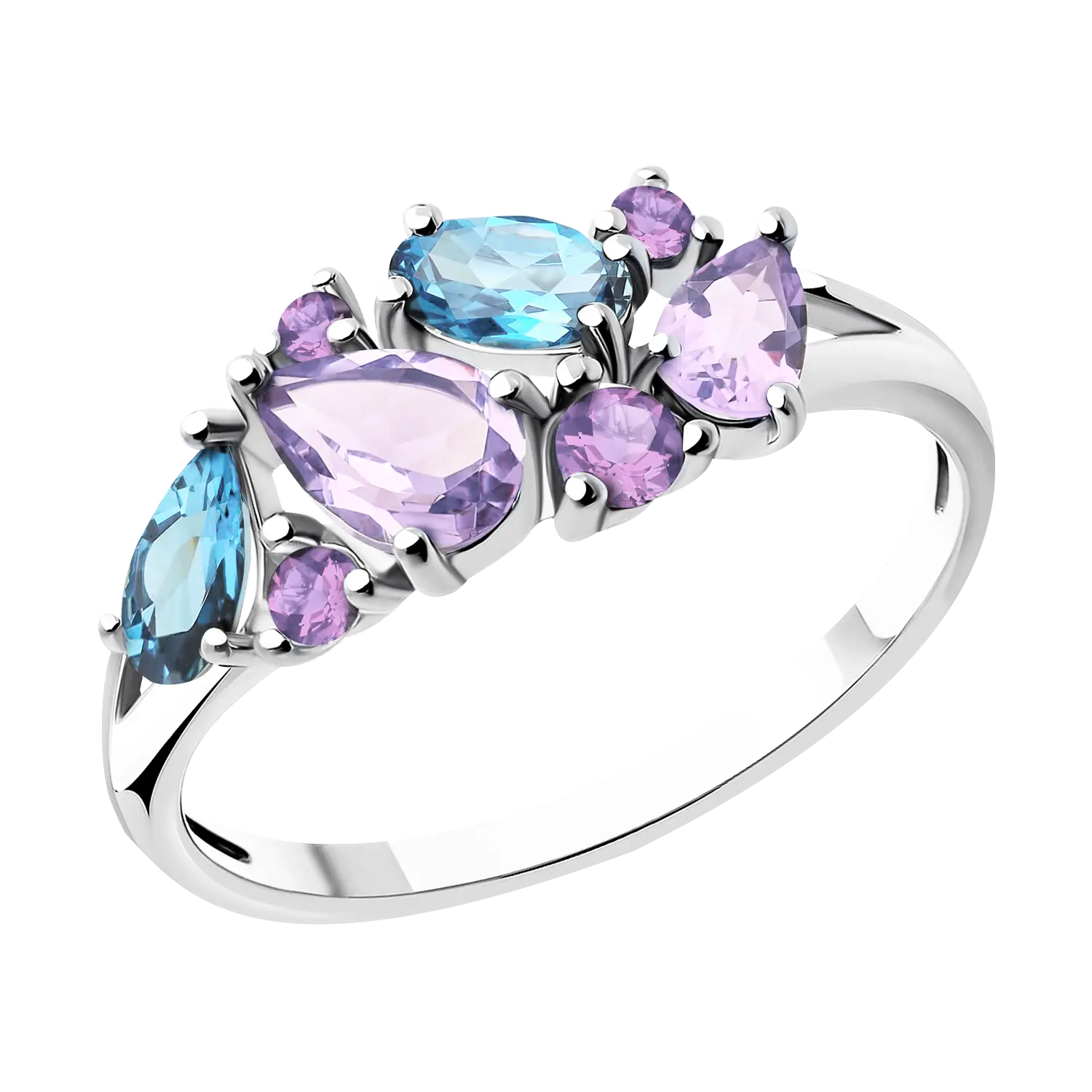Artikelbild 1 des Artikels “Damenring „Bunte Steintraube“ aus 925 Silber mit Zirkonia und Topas “