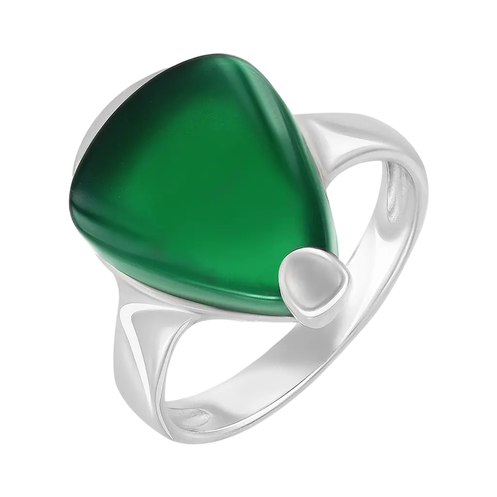 Product image 1 of the product “Women's Ring “Triangle Cabochon” in 925 Sterling Silver with Agate ”