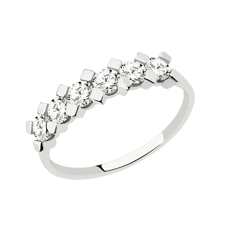Product image 1 of the product “Women's Ring “Five Stones” in 585 White Gold with Cubic Zirconia ”