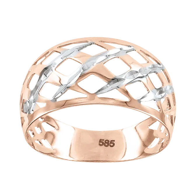 Artikelbild 1 des Artikels “Damenring „Gitternetz durchbrochen“ aus 585 Bicolor-Gold “