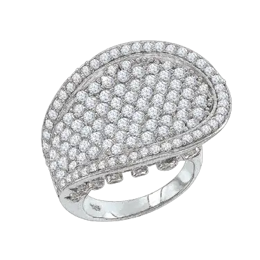 Product image 1 of the product “Women's Ring “Large Pavé Plate” in 925 Sterling Silver with Cubic Zirconia ”