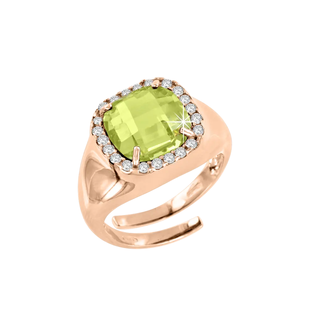 Product image 1 of the product “Women's Ring “Cushion Stone with Stone Halo” in Gold-Plated 925 Sterling Silver with Cubic Zirconia ”