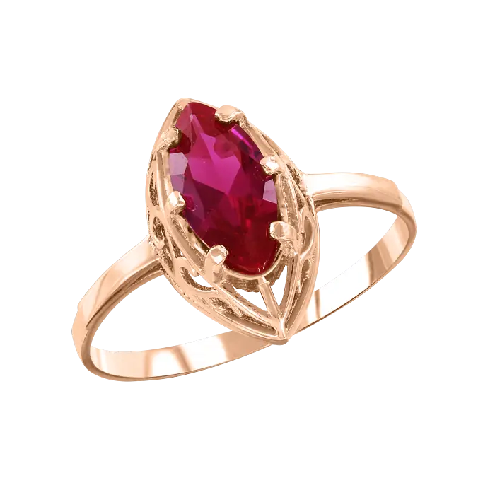 Product image 1 of the product “Women's Ring “Openwork Marquise” in 585 Rose Gold with Synthetic Ruby ”