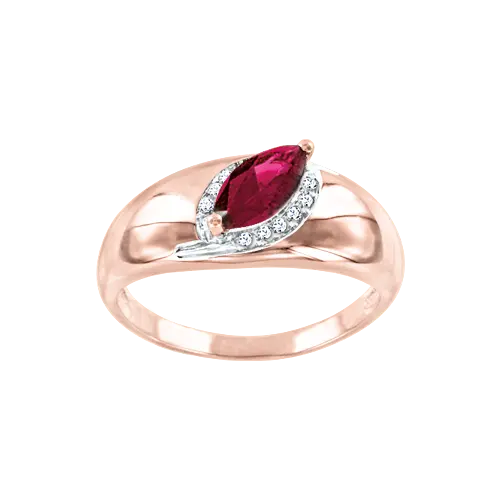 Artikelbild 1 des Artikels “Damenring „Marquise mit Steinbogen“ aus 585 Rotgold mit Brillanten und Rubin “