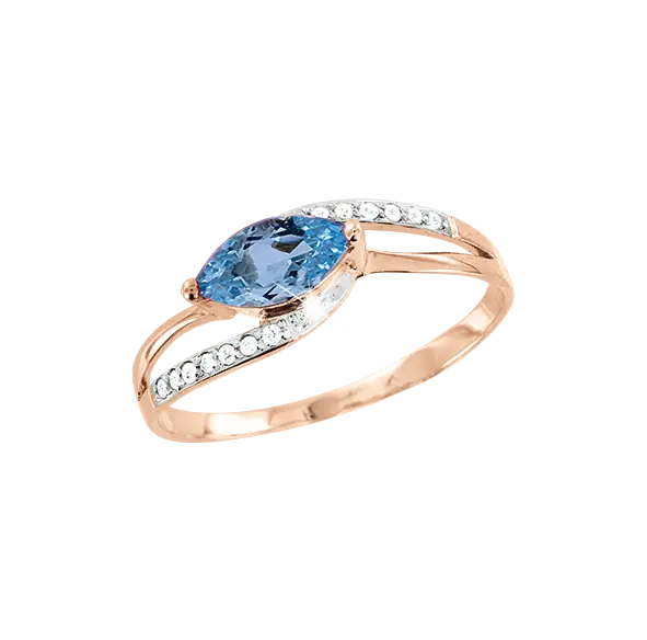 Artikelbild 1 des Artikels “Damenring „Marquise mit Steinreihen“ aus 585 Rotgold mit Brillanten und Topas “
