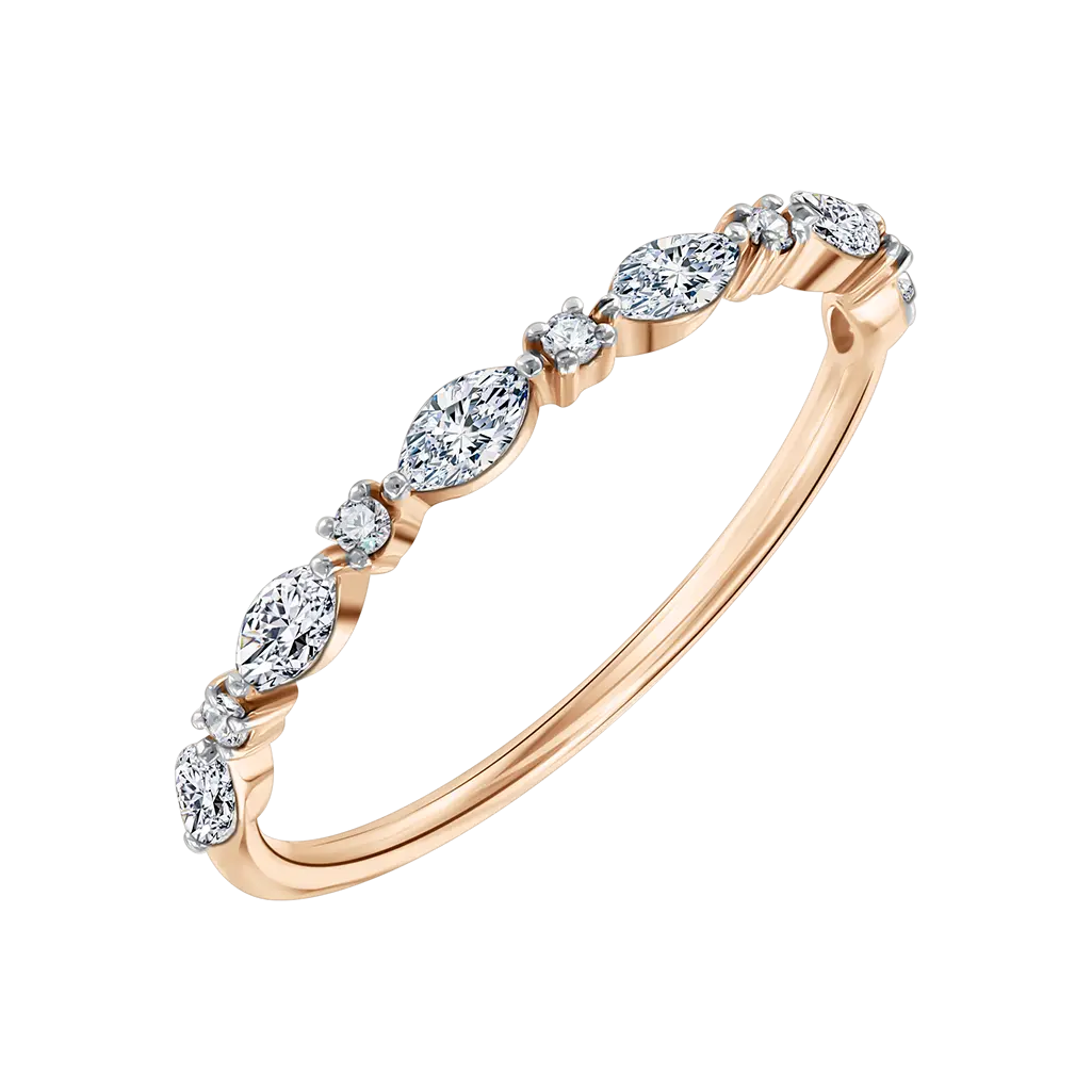 Product image 1 of the product “Women's Ring “Alternating Marquises and Stones” in 585 Rose Gold with Diamonds ”
