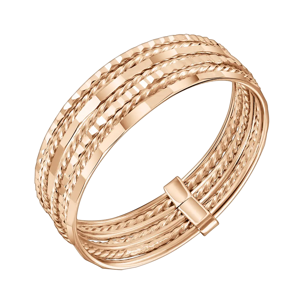 Product image 1 of the product “Women's Ring “Multi-Row with Rope” in 585 Rose Gold ”