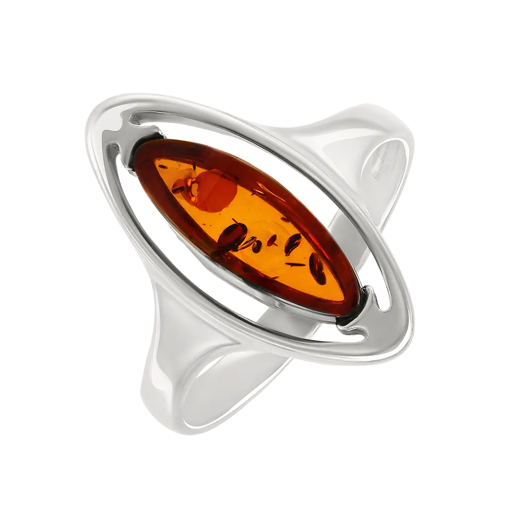 Product image 1 of the product “Women's Ring “Marquise in Oval Frame” in 925 Sterling Silver with Amber ”