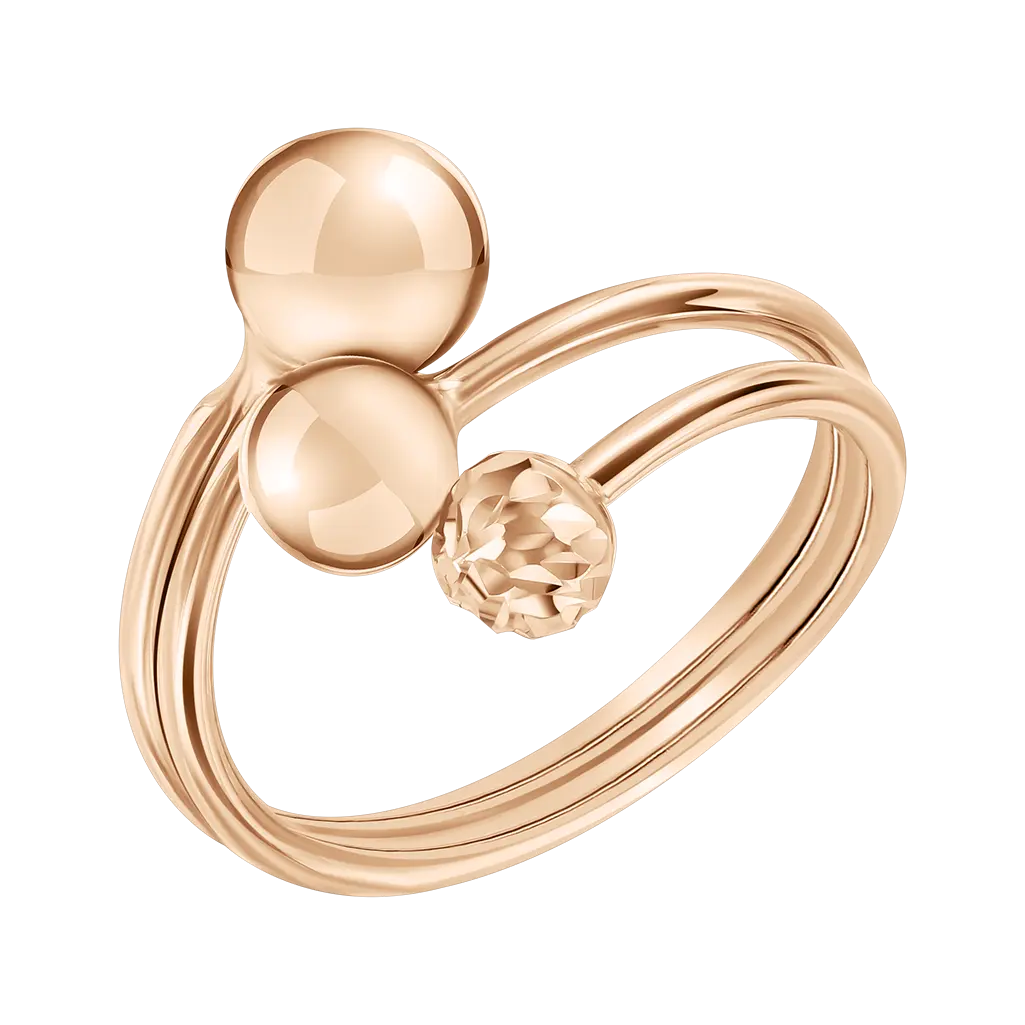Artikelbild 1 des Artikels “Damenring „Offen mit drei Kugeln“ aus 585 Rotgold “