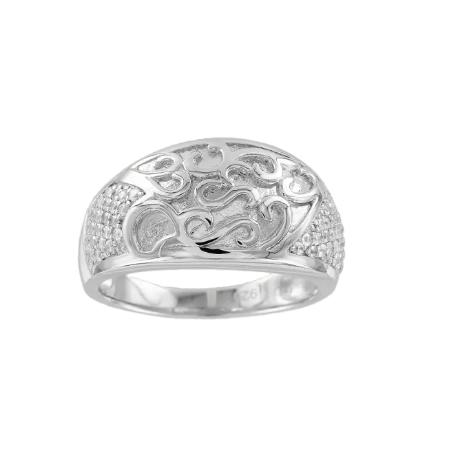 Product image 1 of the product “Women's Ring “Ornament with Stones” in 925 Sterling Silver with Cubic Zirconia ”