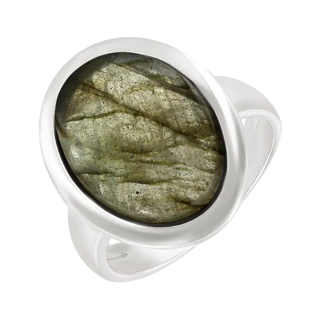 Artikelbild 1 des Artikels “Damenring „Oval mit Rahmen“ aus 925 Silber mit Labradorit “
