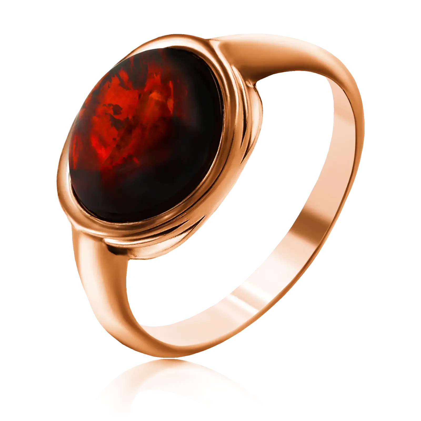 Artikelbild 1 des Artikels “Damenring „Oval mit Rahmen“ aus 925 Silber vergoldet mit Bernstein “