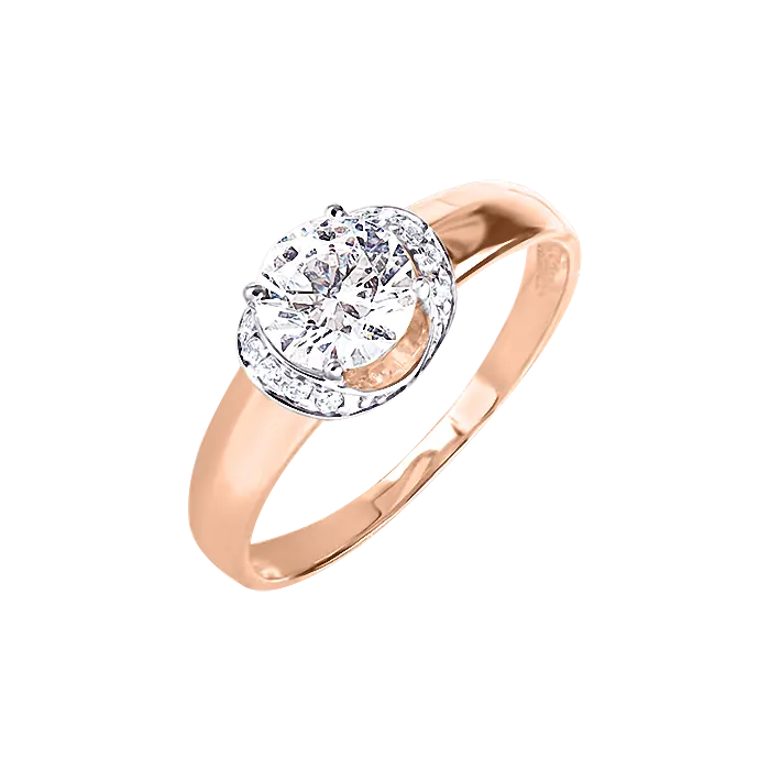 Product image 1 of the product “Women's Ring “Oval with Stone Arc” in 585 Rose Gold with Swarovski Crystals ”