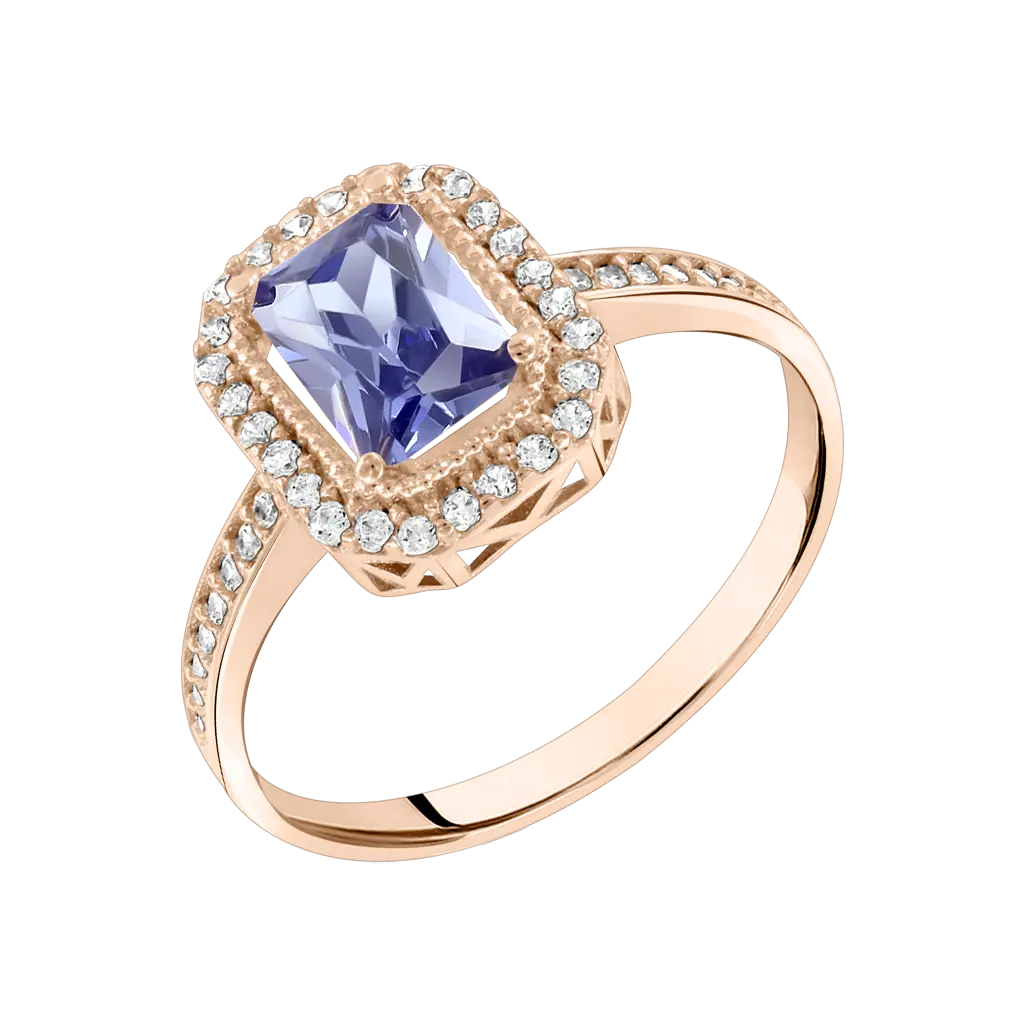 Product image 1 of the product “Women's Ring “Oval with Stone Halo” in 585 Rose Gold with Cubic Zirconia ”