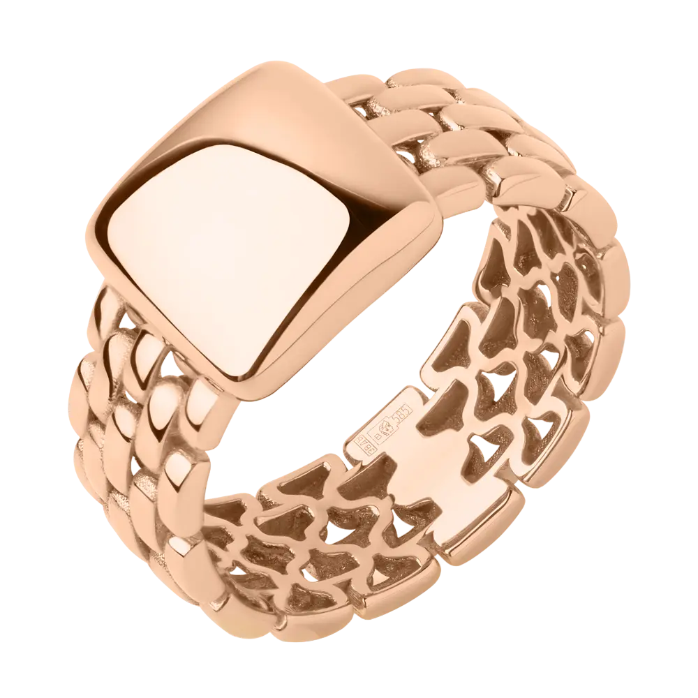 Product image 1 of the product “Women's Ring “Curb Bracelet with Plate” in 585 Rose Gold ”