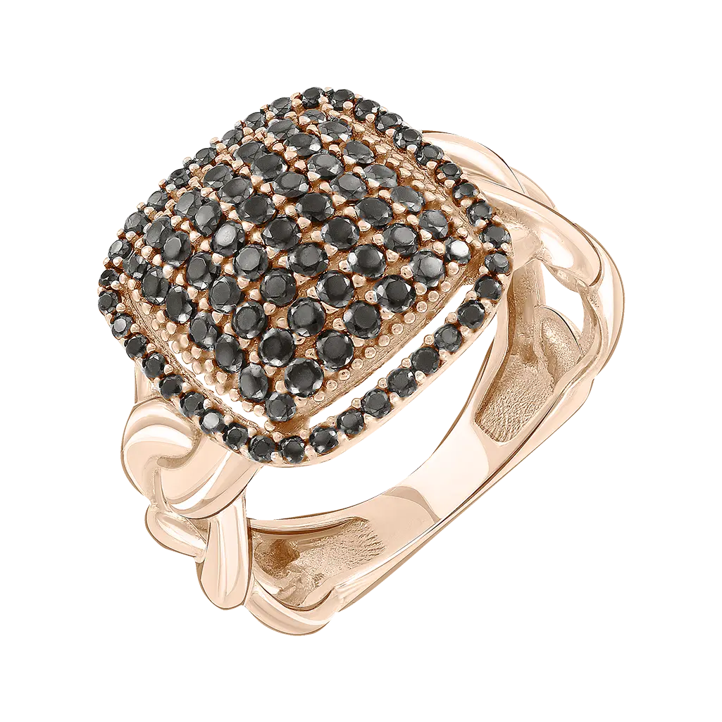 Product image 1 of the product “Women's Ring “Black Pavé Cushion” in 585 Rose Gold with Cubic Zirconia ”