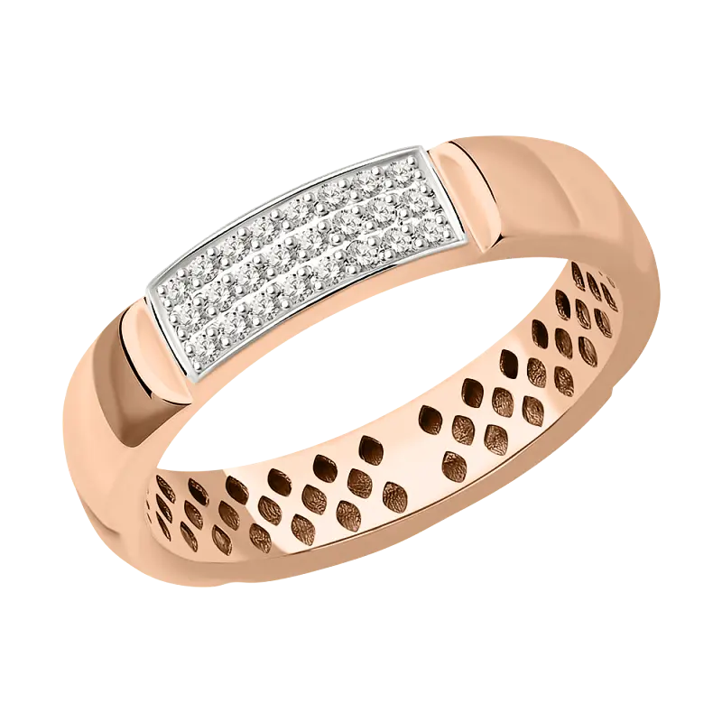 Product image 1 of the product “Women's Ring “Wide Pavé Plate” in 585 Rose Gold with Diamonds ”