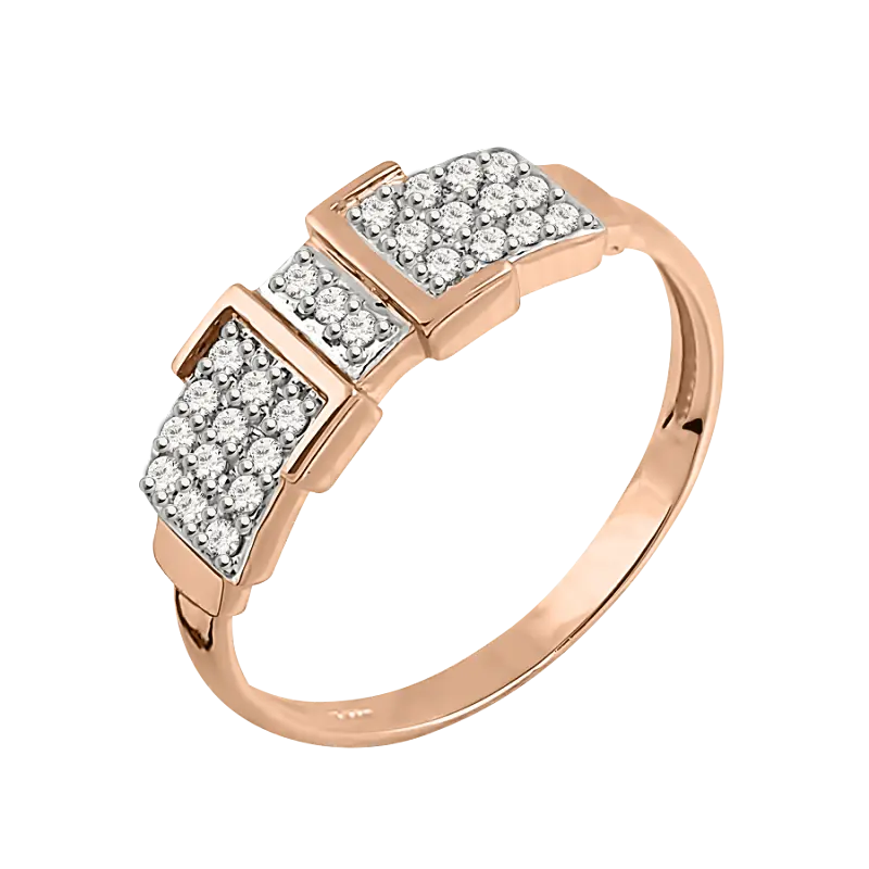 Product image 1 of the product “Women's Ring “Pavé Plates” in 585 Rose Gold with Diamonds, Width 5.7 mm ”